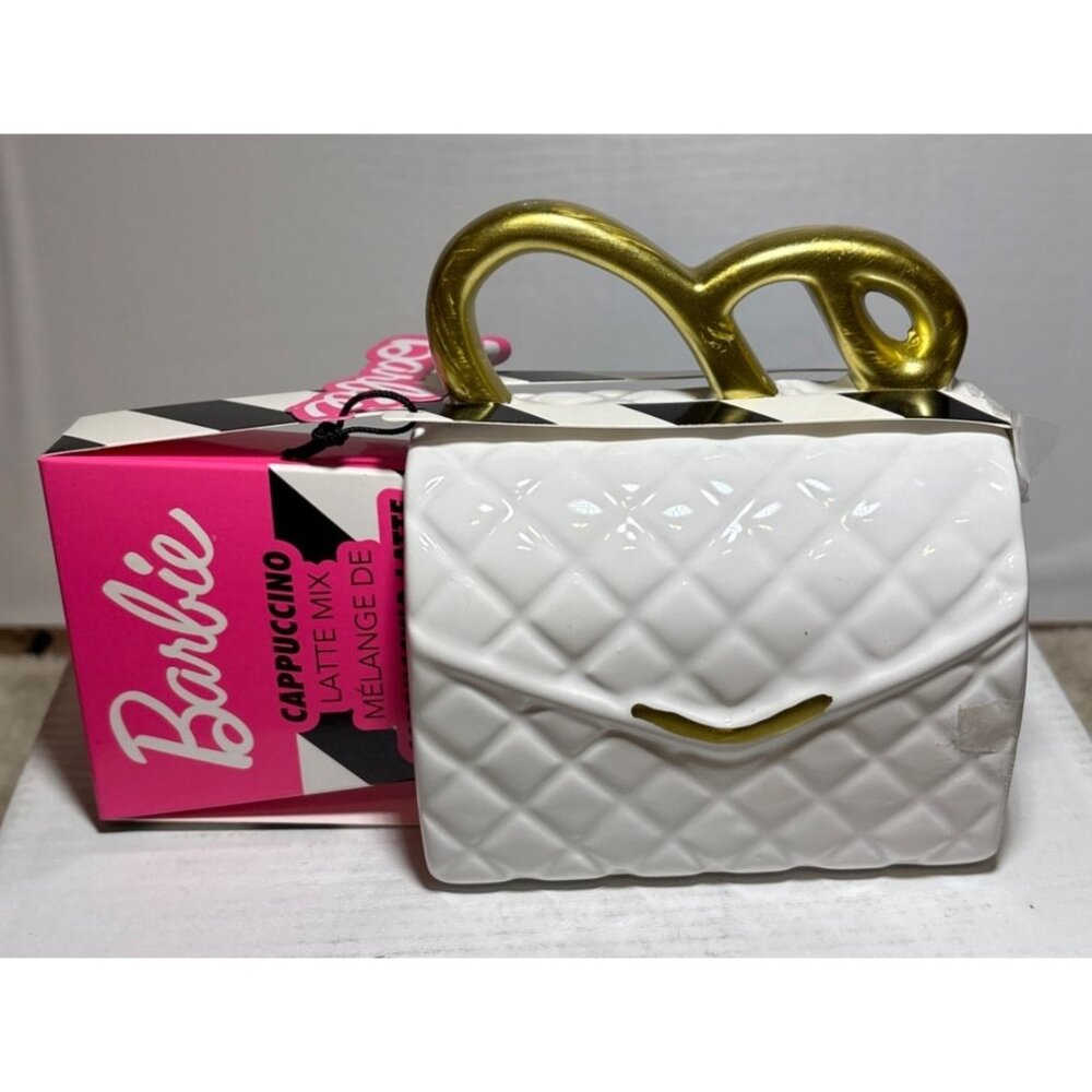 Barbie Mug Quilted Handbag Shaped Ceramic Cup Includes Cappuccino Latte Mattel